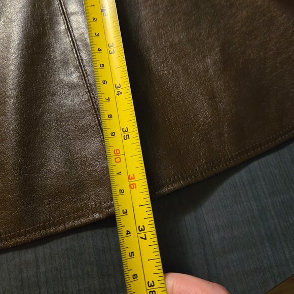 Eva Franco brown leather fit and flare dress size 12 - Picture 9 of 9